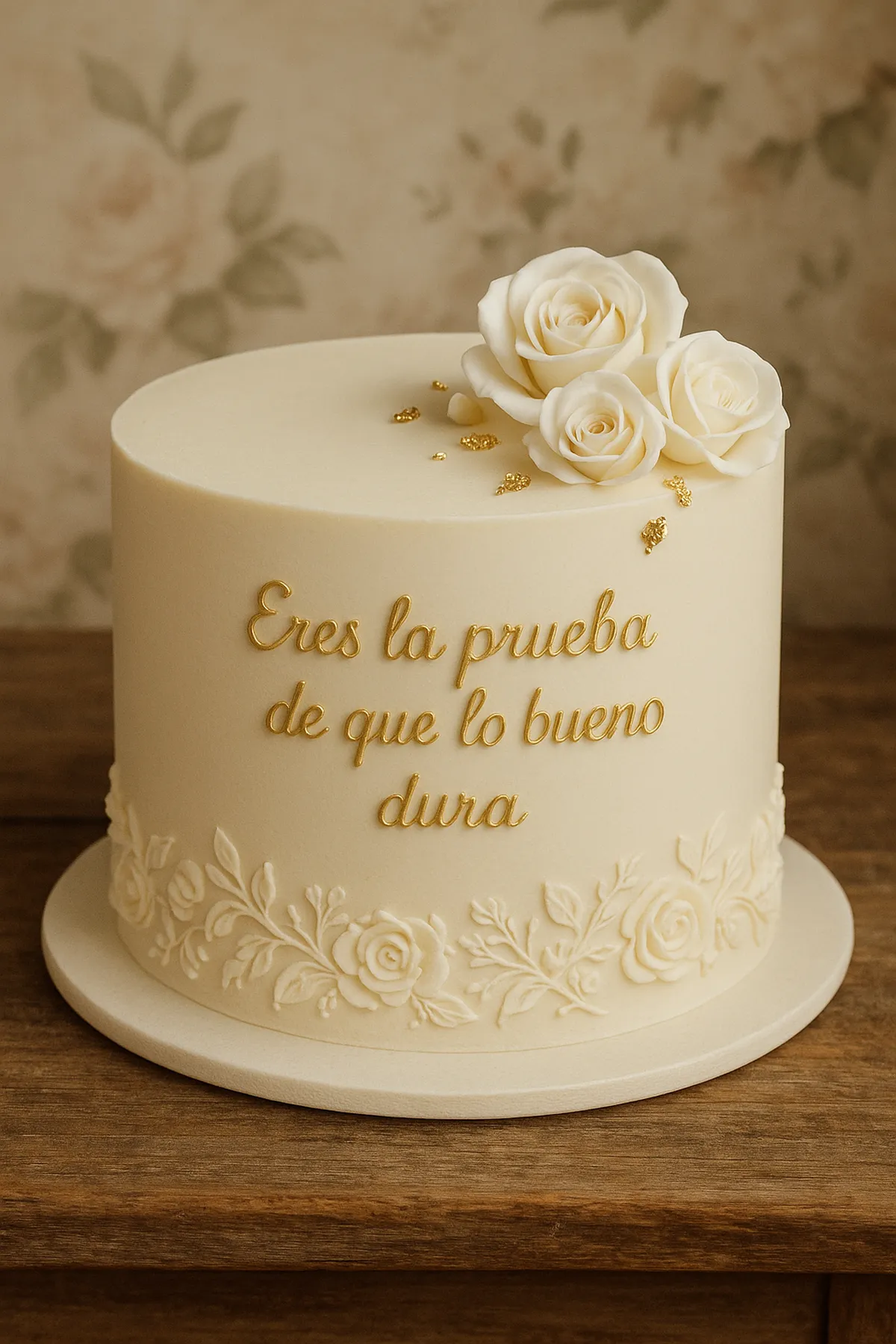 Torta con el mensaje «Eres la prueba de que lo bueno dura» · Marce Cupcakes Manizales