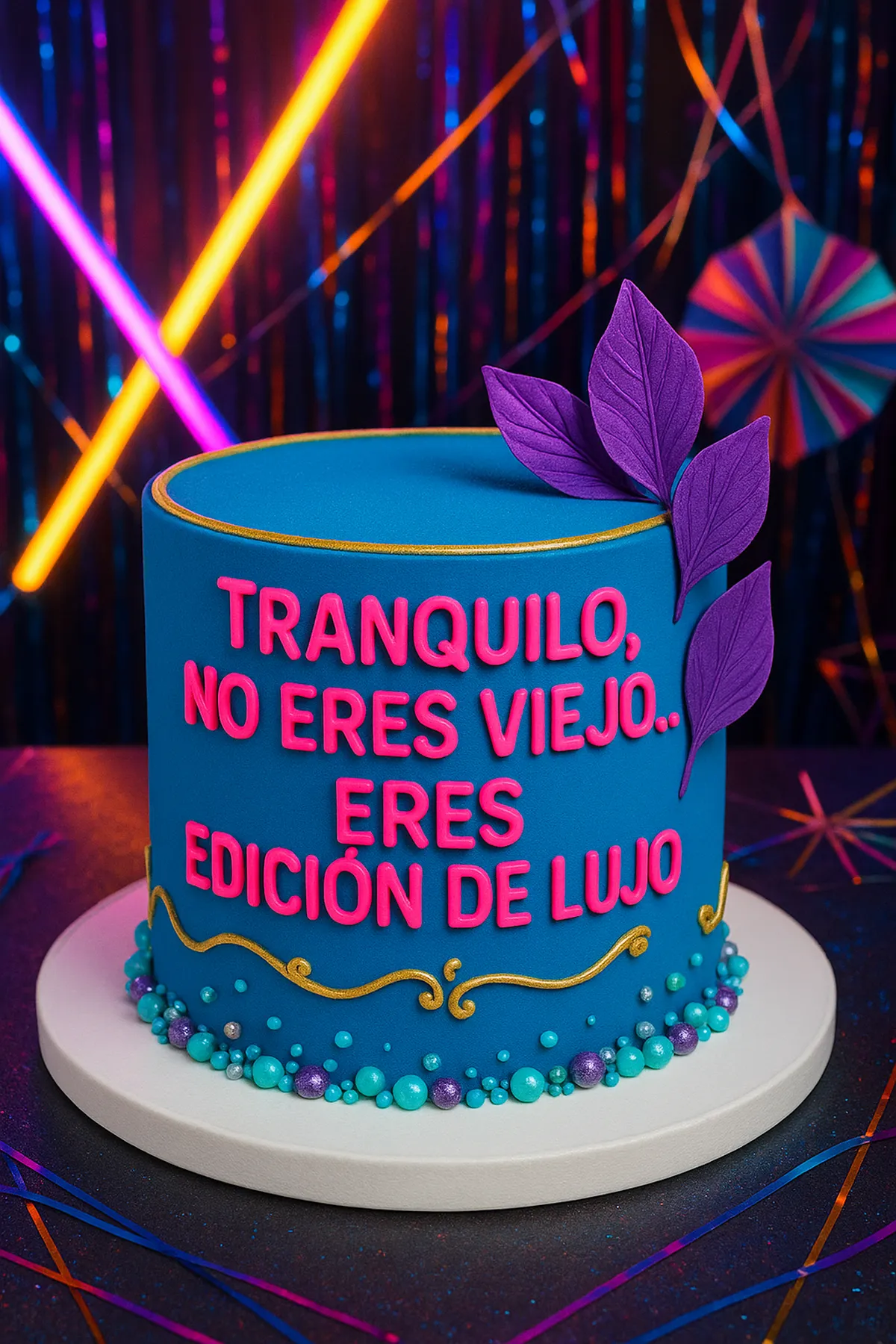 Torta con el mensaje «Tranquilo, no eres viejo: eres edición de lujo» · Marce Cupcakes Manizales