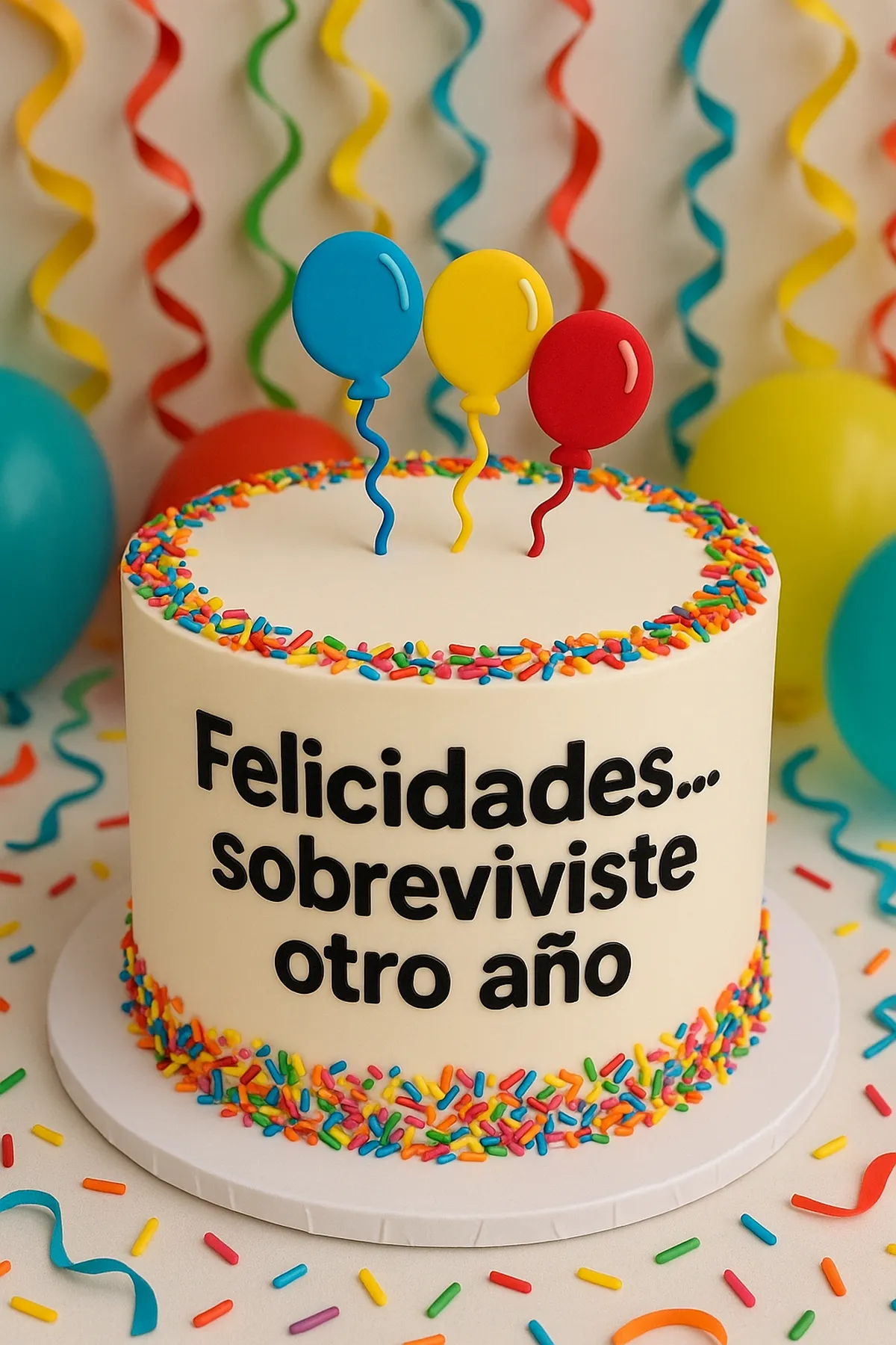 Torta con el mensaje «Felicidades: sobreviviste otro año» · Marce Cupcakes Manizales