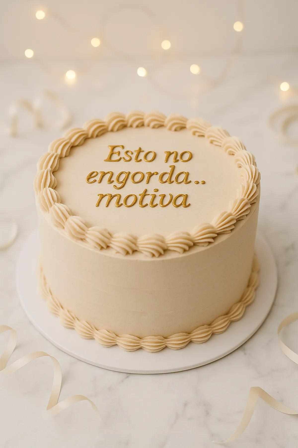 Torta con el mensaje «Esto no engorda, motiva» · Marce Cupcakes Manizales