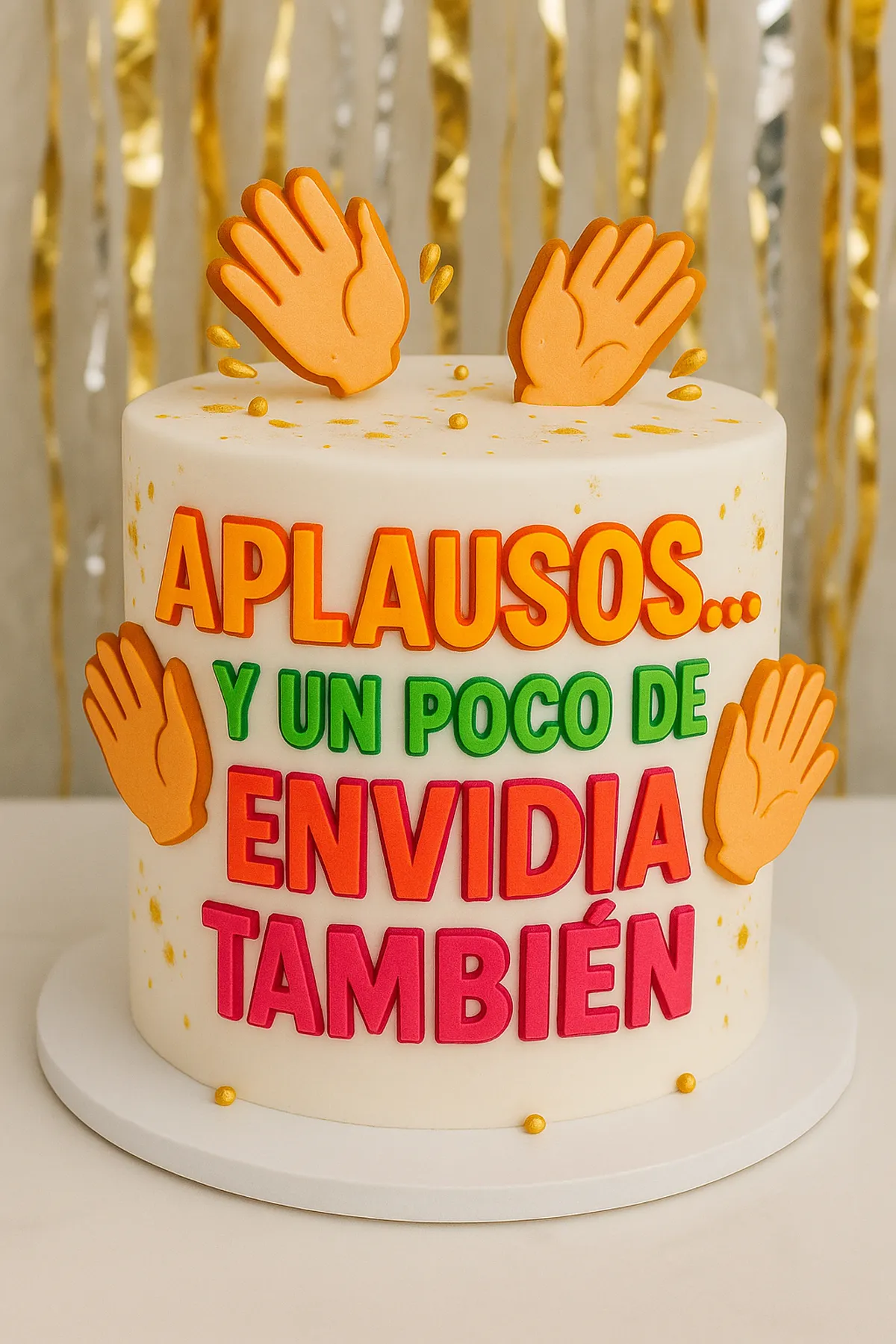 Torta con el mensaje «Aplausos… y un poco de envidia también» · Marce Cupcakes Manizales
