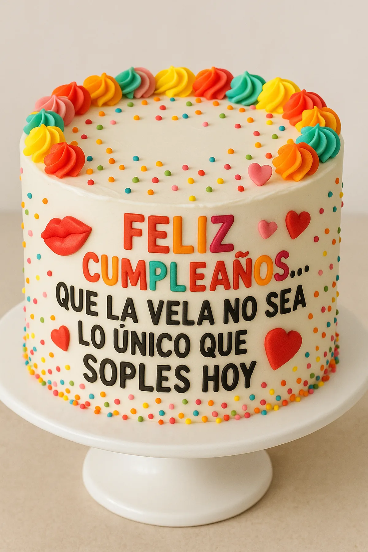 Torta con el mensaje «Que la vela no sea lo único que soples hoy» · Marce Cupcakes Manizales