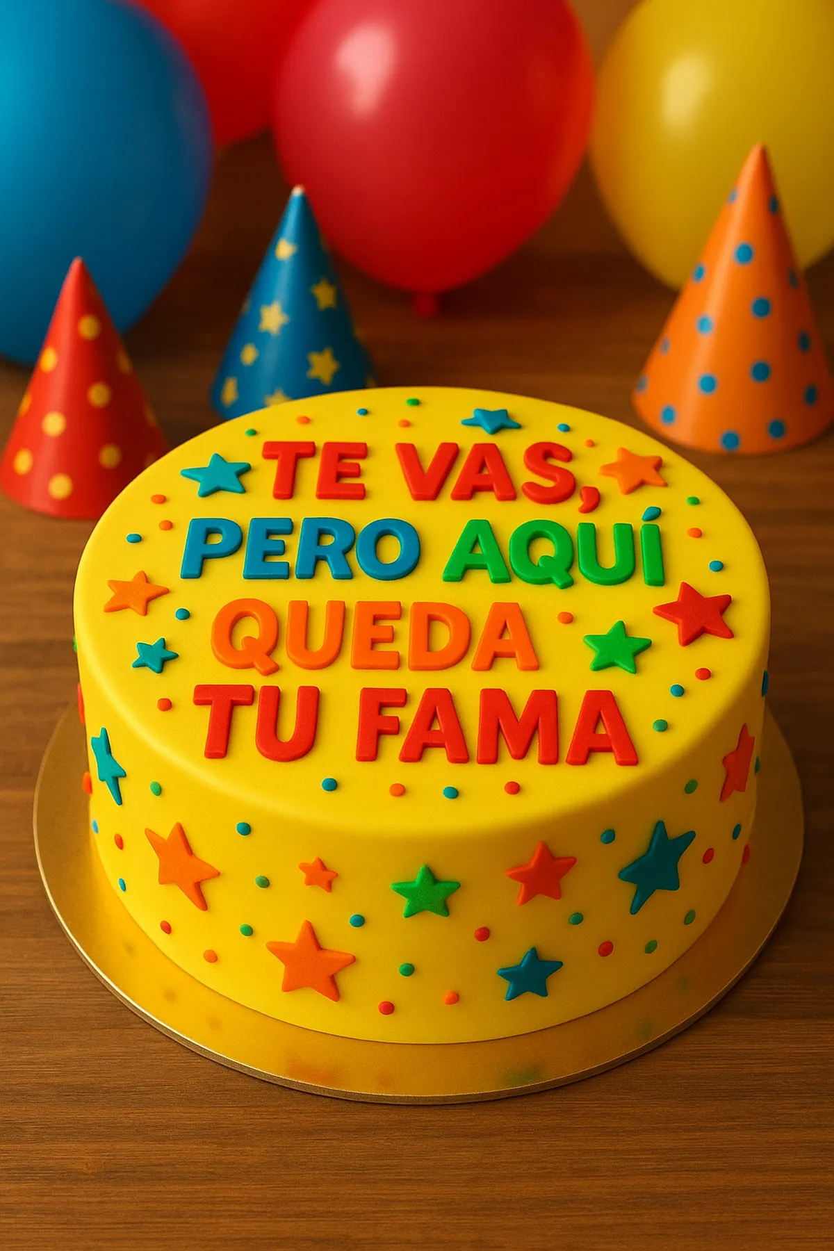 Torta con el mensaje «Te vas, pero aquí queda tu fama» · Marce Cupcakes Manizales