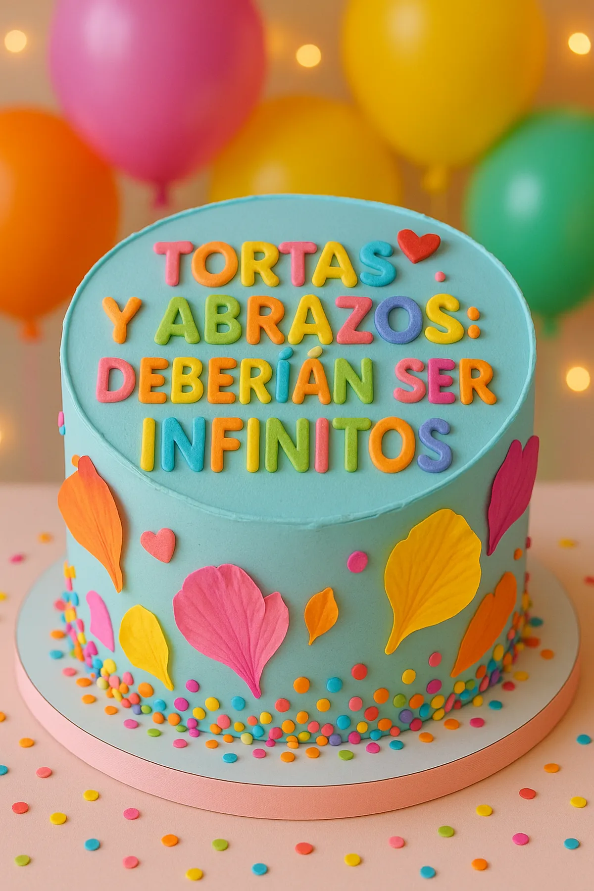 Torta con el mensaje «Tortas y abrazos deberían ser infinitos» · Marce Cupcakes Manizales