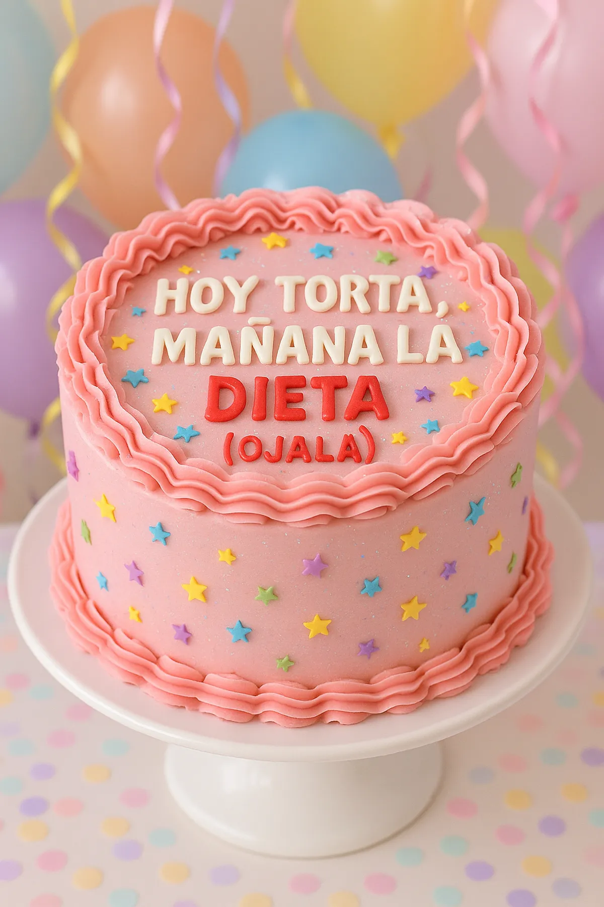 Torta con el mensaje «Hoy torta, mañana la dieta (ojalá)» · Marce Cupcakes Manizales