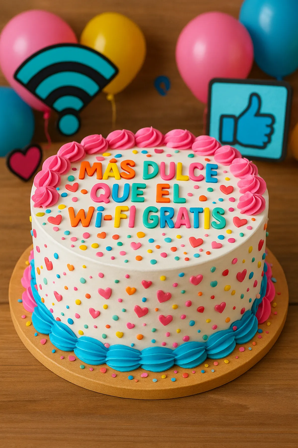 Torta con el mensaje «Más dulce que el wifi gratis» · Marce Cupcakes Manizales