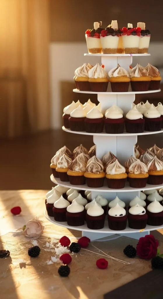 Mesa de postres montada para una fiesta en Manizales por Marce Cupcakes