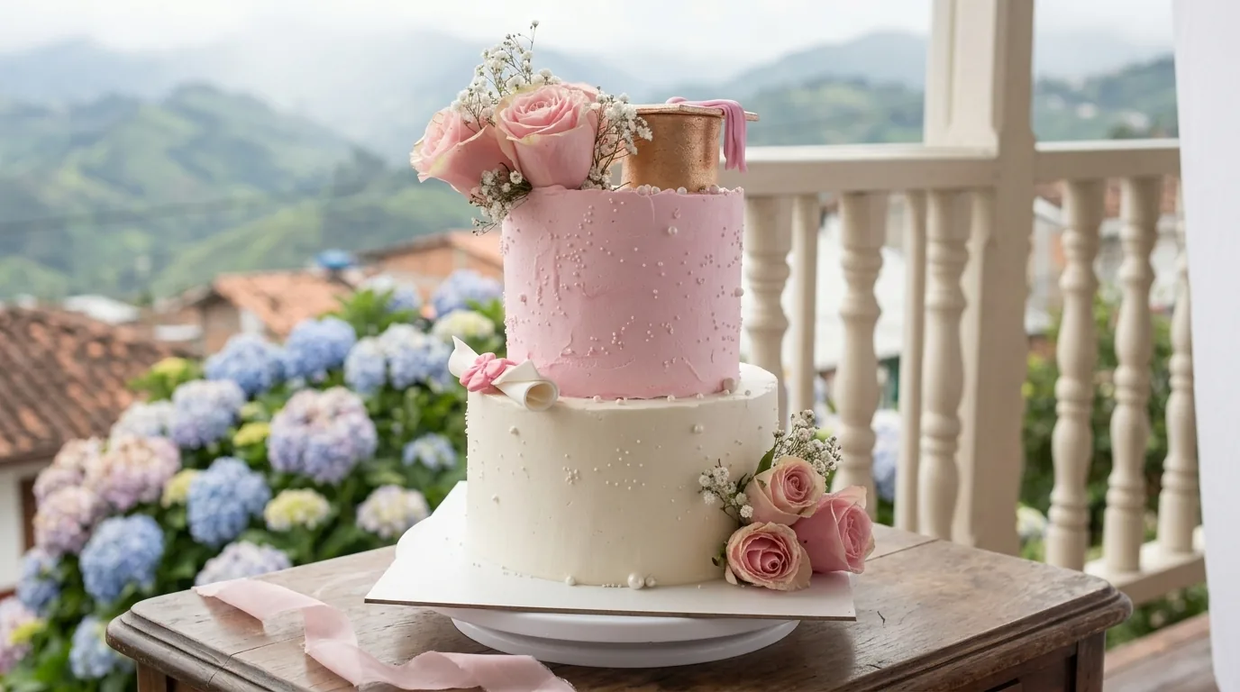 Torta de grado femenina con rosas en Manizales