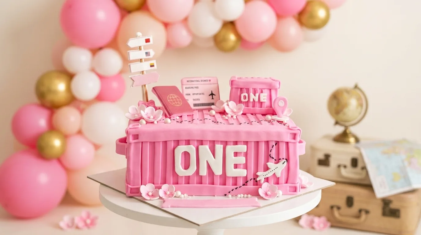Torta rosa de primer cumpleaños en Manizales