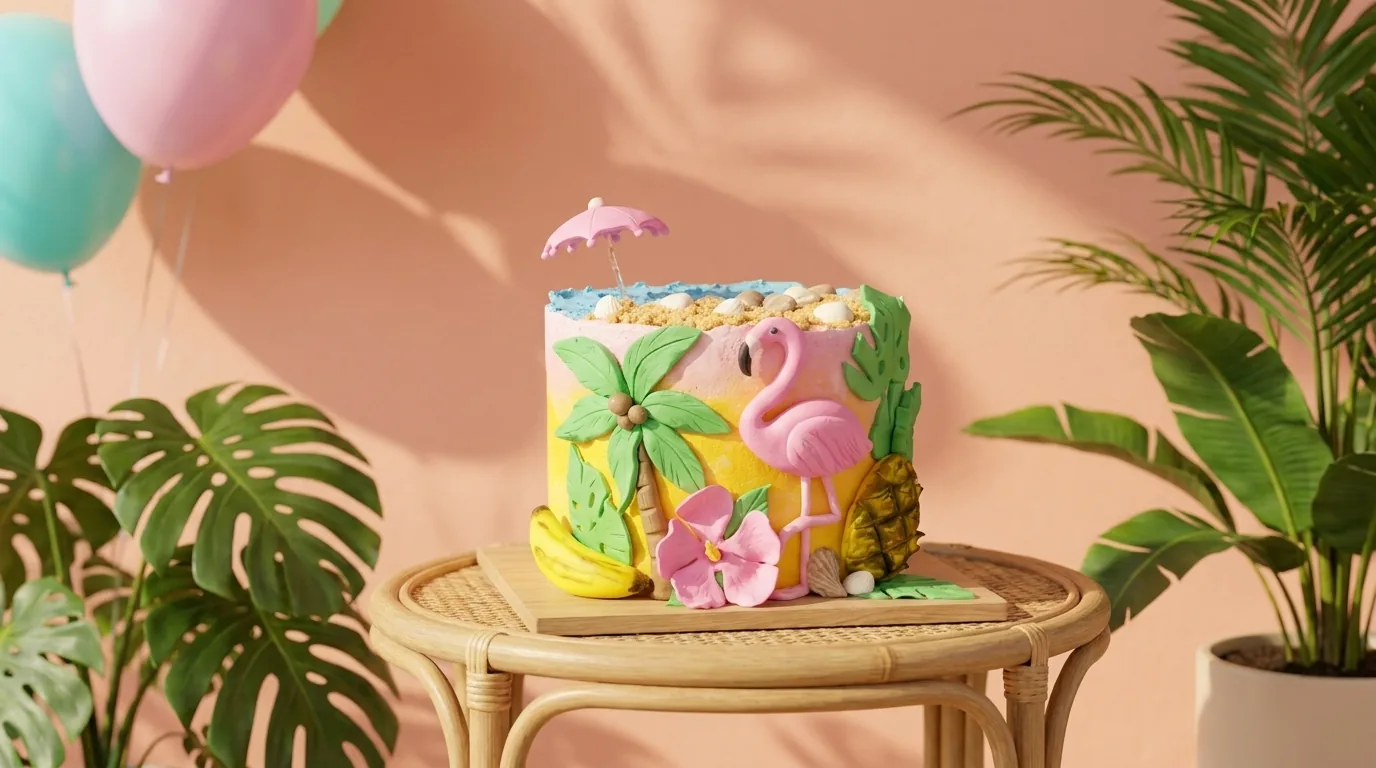 Tropical con flamenco · torta personalizada en Manizales · Marce Cupcakes