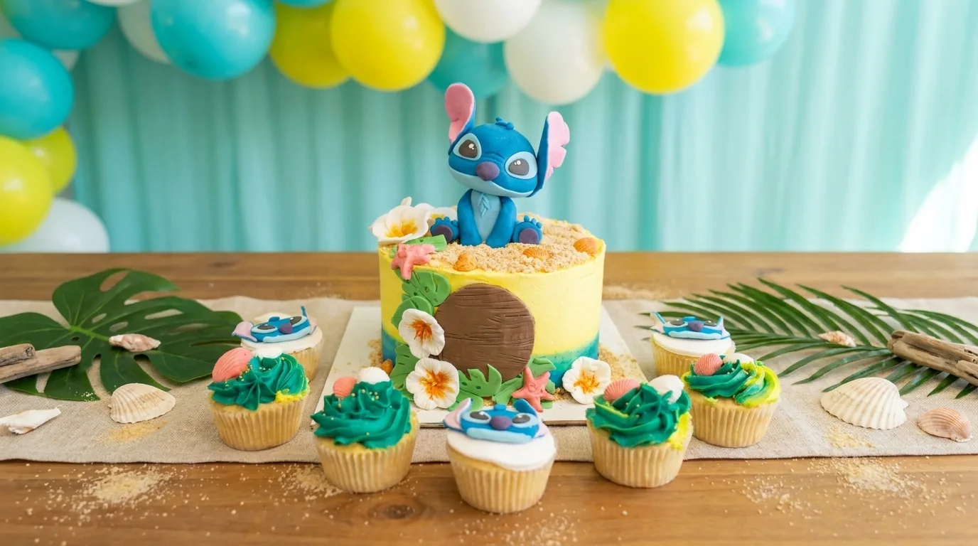 Torta y cupcakes tropicales · torta personalizada en Manizales · Marce Cupcakes